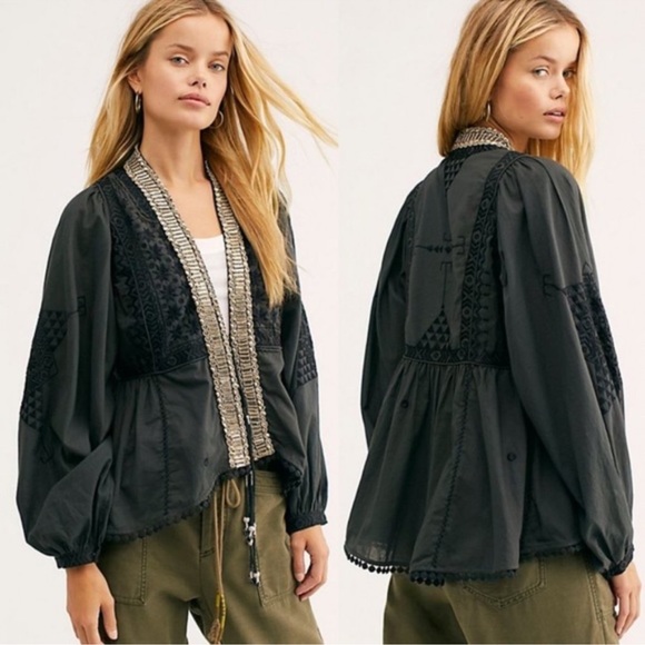 Free People Jackets & Blazers - FREE PEOPLE Jasmine Embroidered Beaded Jacket